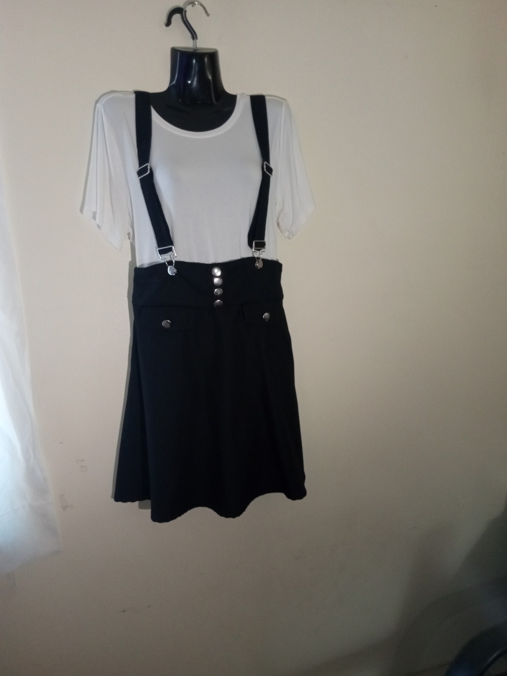 Hot Topic Black Mini Skirt with Attached Suspender Straps